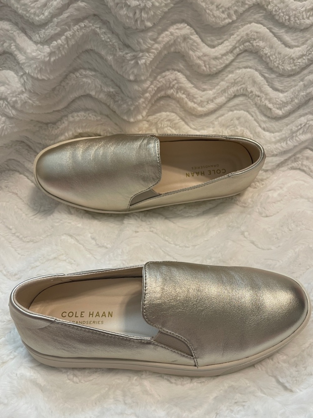 Cole Haan Gold Leather Slip-On Sneakers - Picture 9 of 16